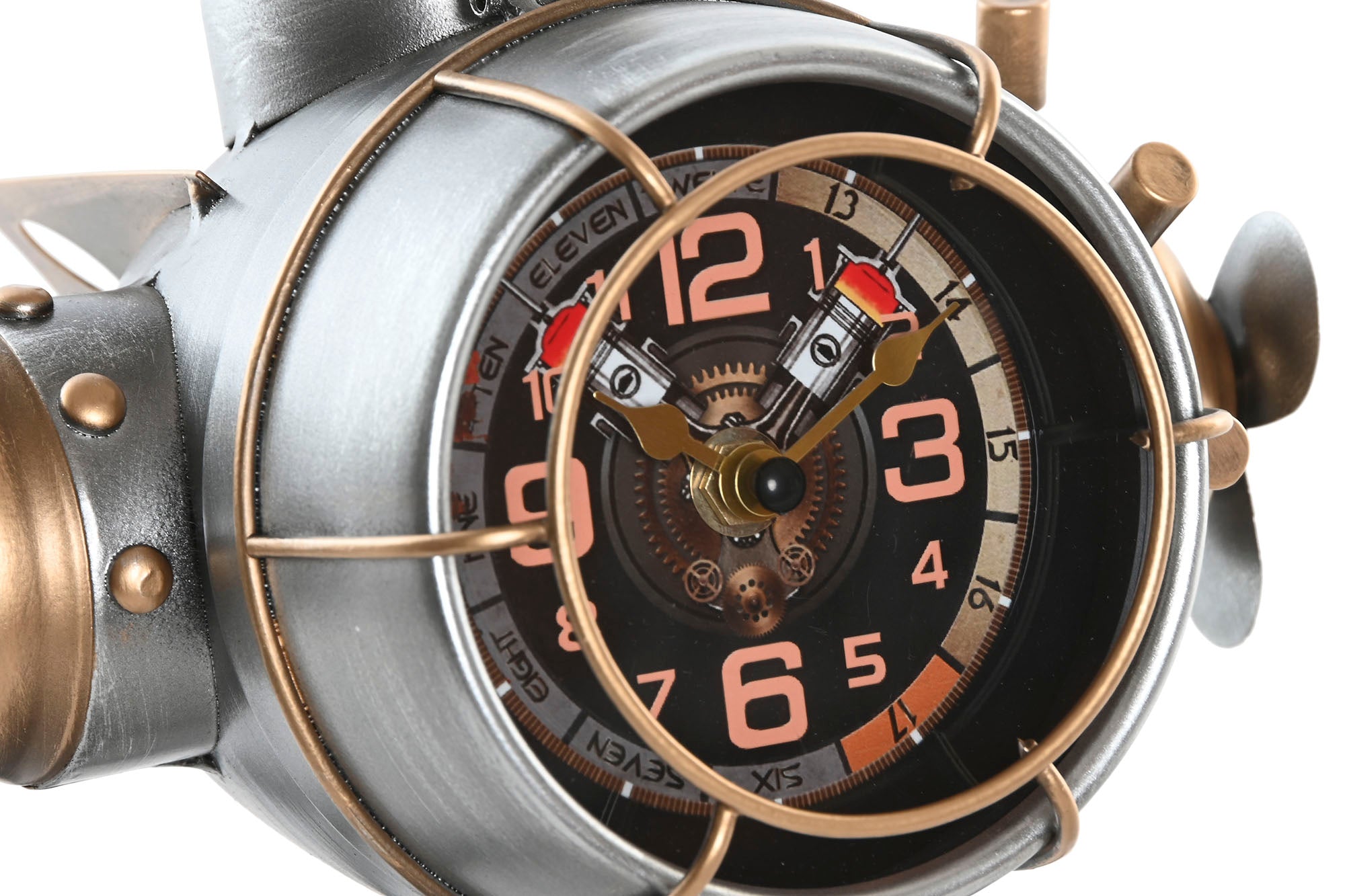 Reloj Sobremesa Metal 23X21X19 Avion Plateado