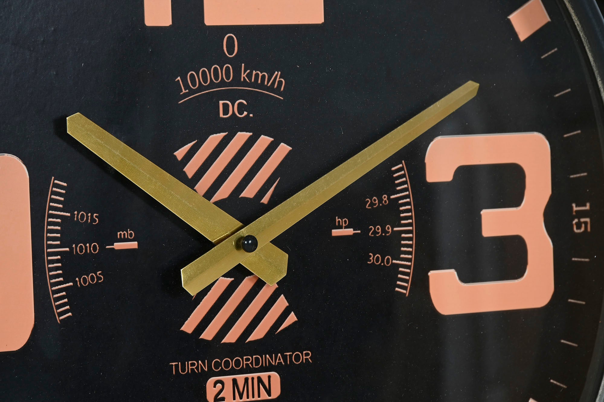 Reloj Pared Metal 118X24X134 Helice Avion Negro