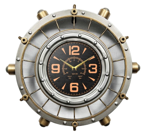 Reloj Pared Metal 118X24X134 Helice Avion Negro
