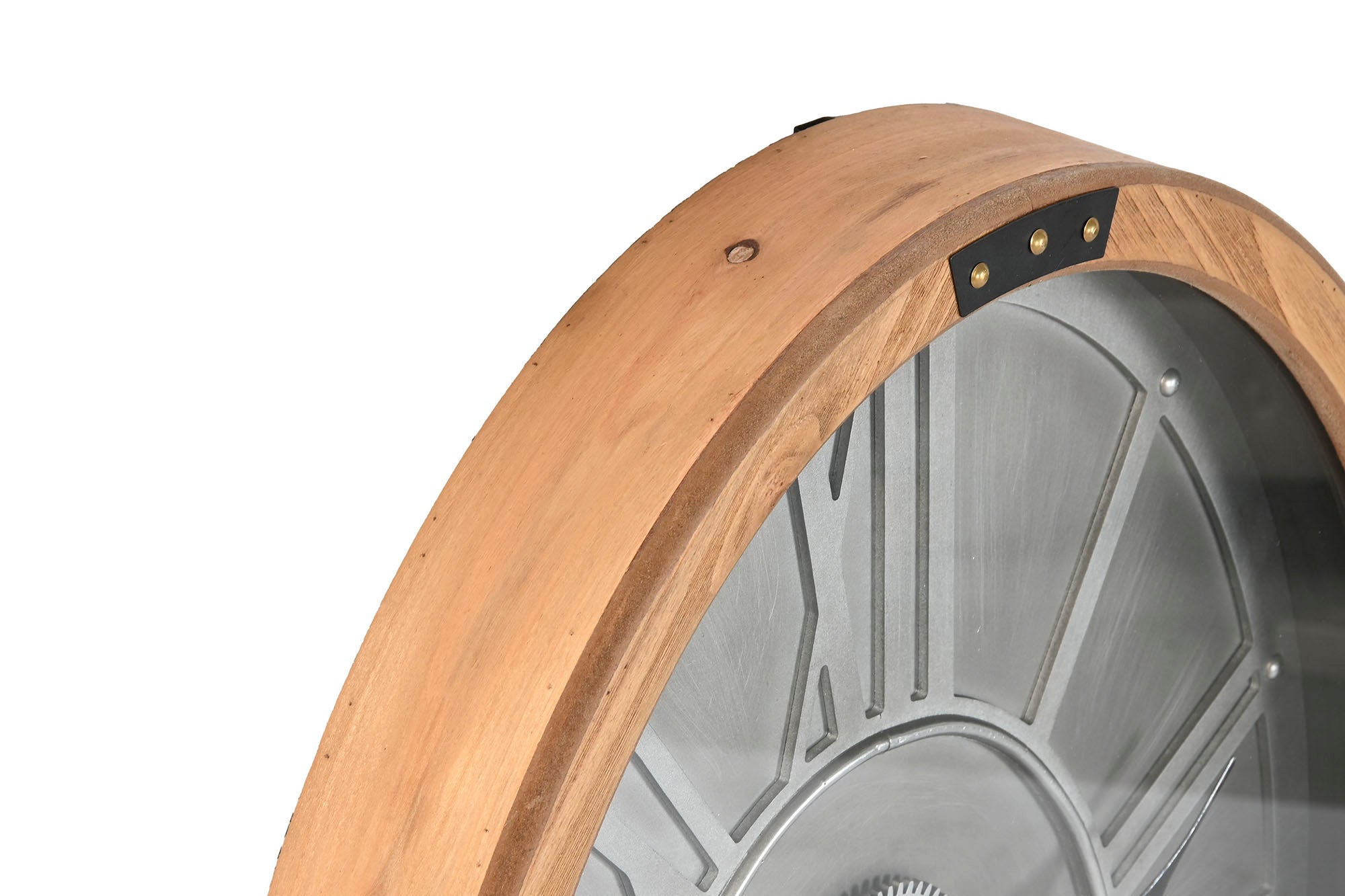 Reloj Pared Pino Metal 50X8X68 Movimiento Plateado