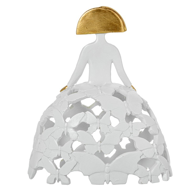 Figura Menina 23cm Resina Blanca Calada