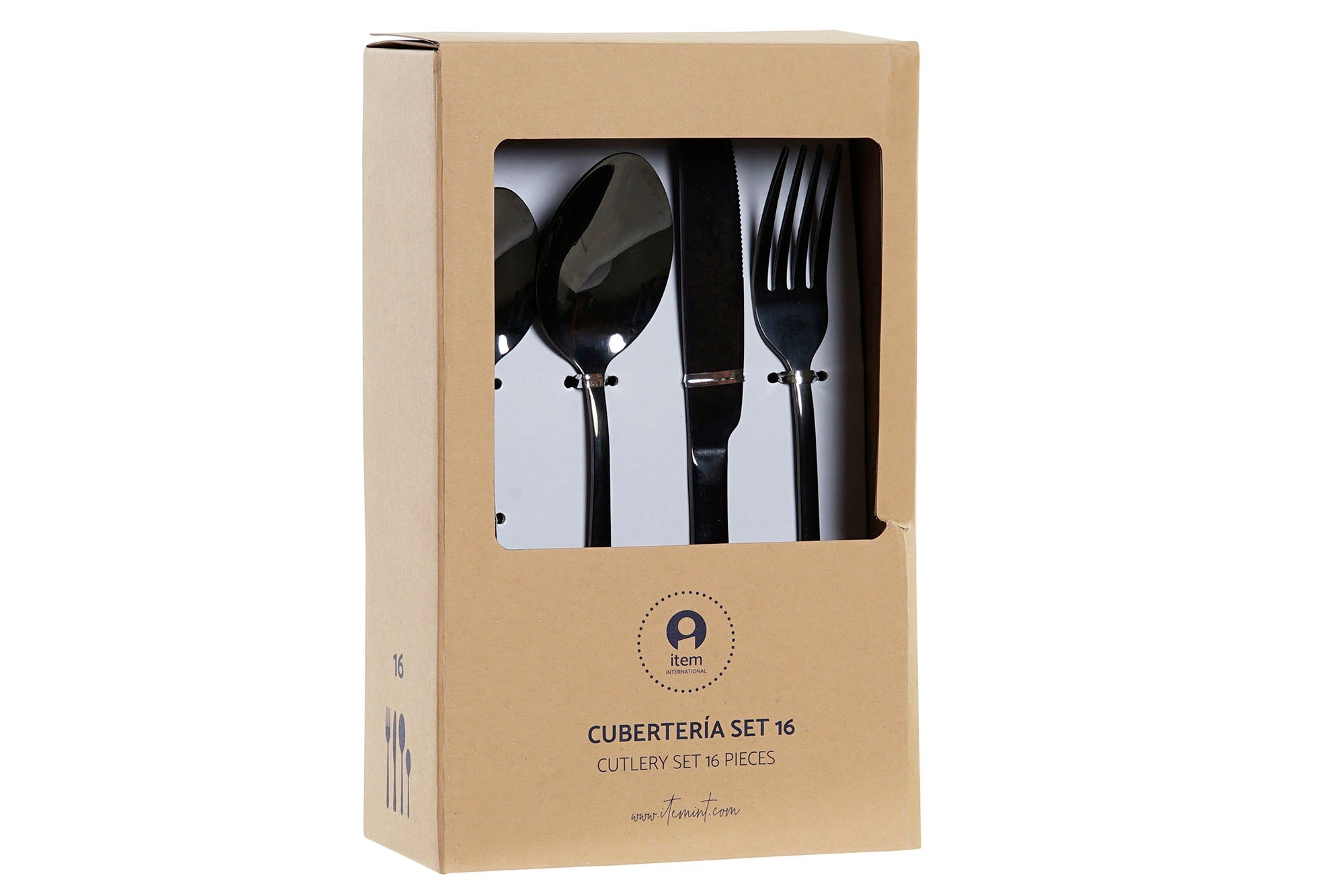 Cuberteria Set 16 Inox 3,5X1,5X15,5 2Mm Negro