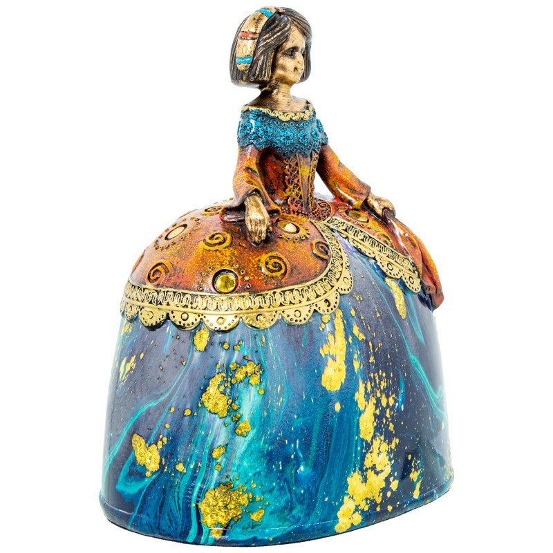Figura Resina Menina Colores Azul/naranja