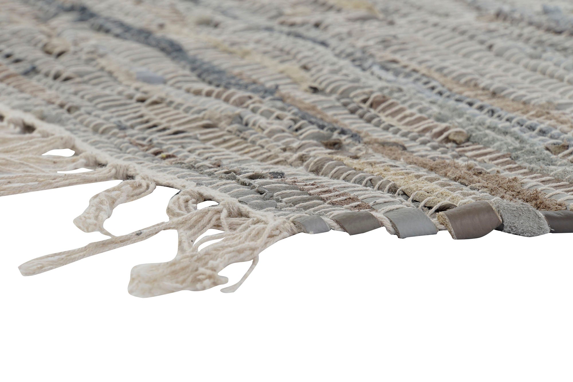 Tapete de couro de algodão 200x290x1 1600 g/m² com franjas