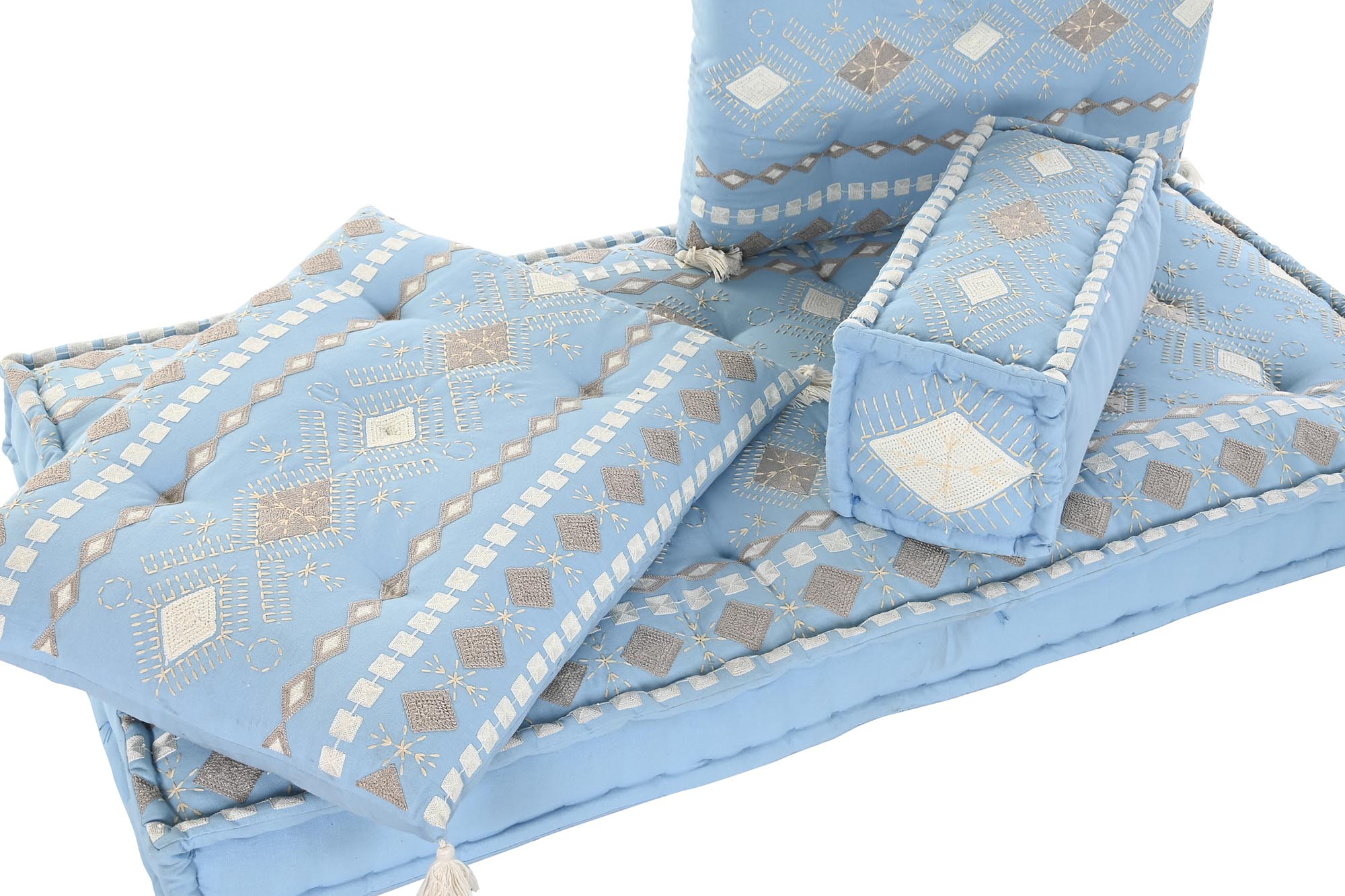 Conjunto de 4 Poltronas Algodão 150X74X14 Bordado 4 Sortidas