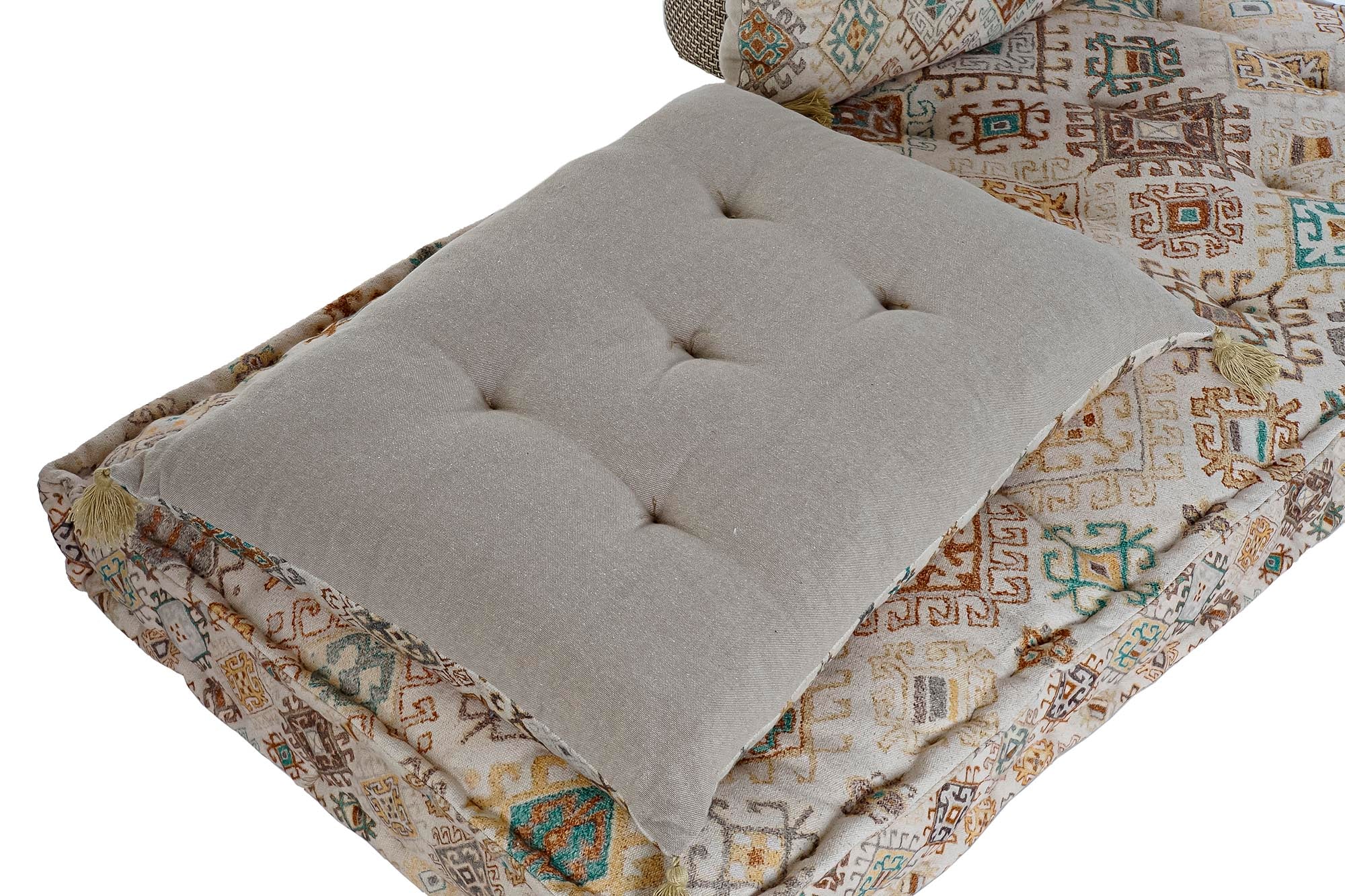 Conjunto de 4 poltronas de algodão 145x76x13 bege desgastado