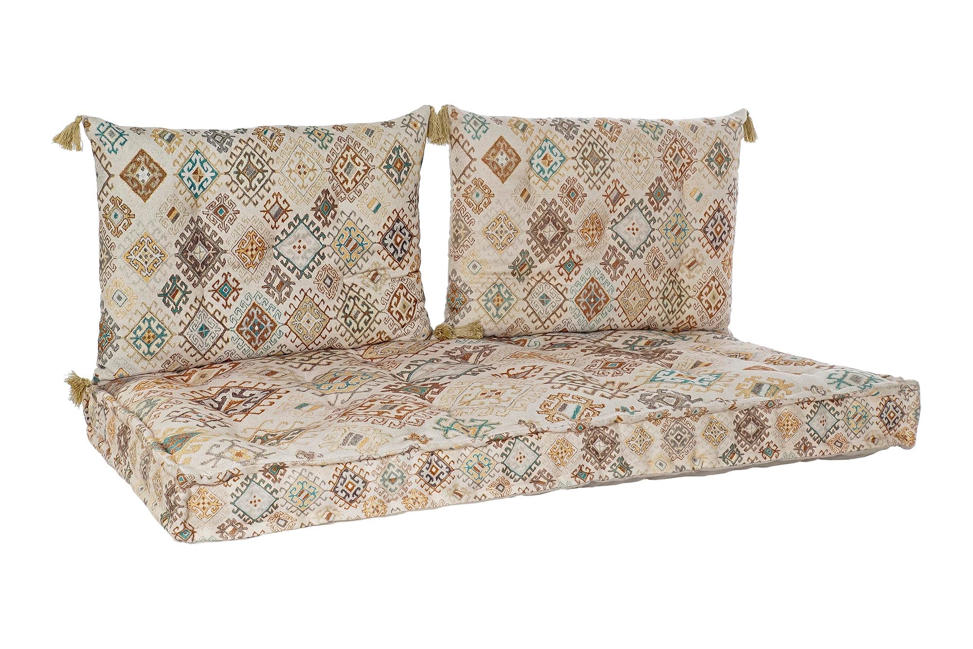 Conjunto de 4 poltronas de algodão 145x76x13 bege desgastado