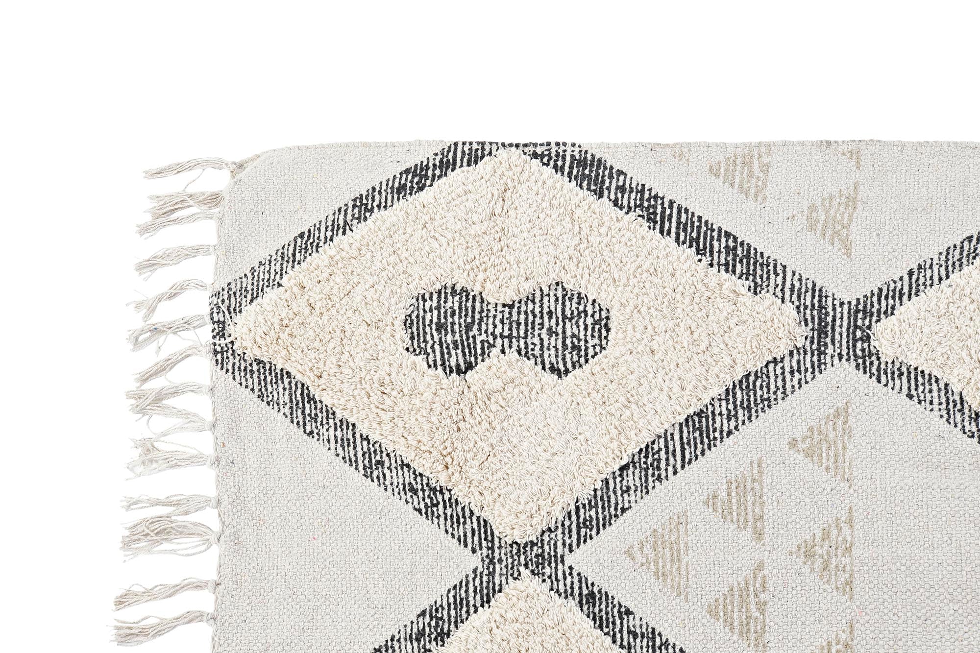 Alfombra Algodon 200X290X1 1500 Gsm Rombos Beige