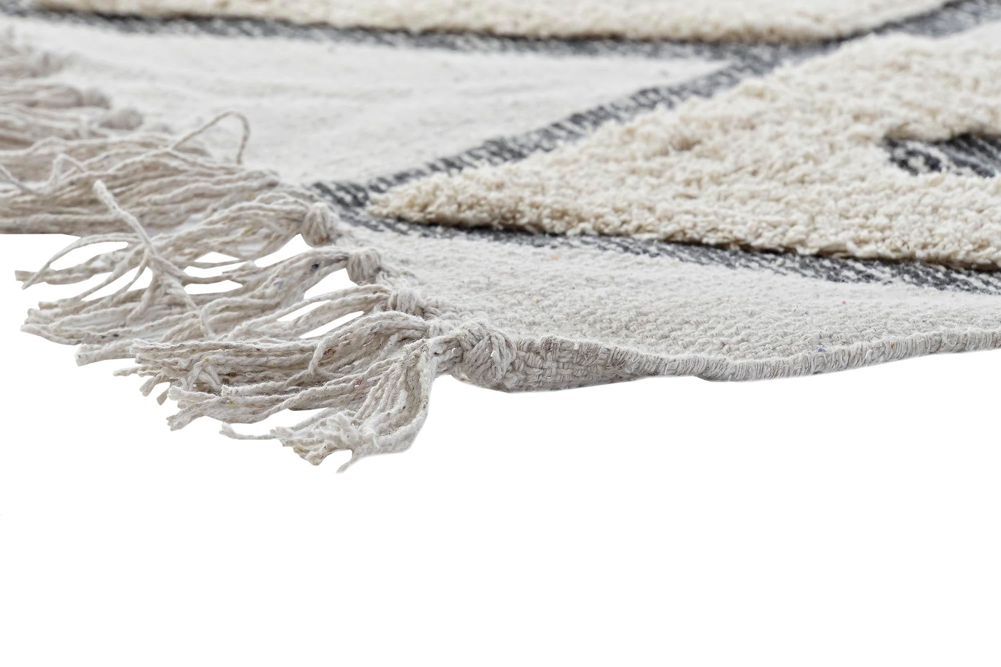 Cotton Rug 200x290x1 1500gsm Beige Diamonds