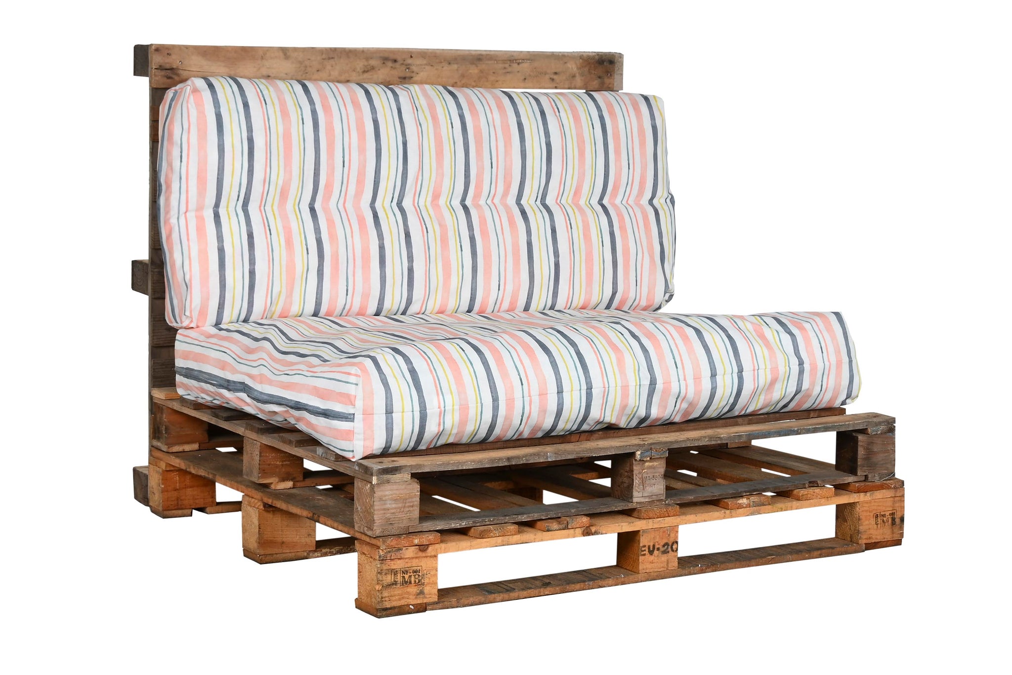 Conjunto de 2 almofadas de chão em algodão 120 x 80 x 16 listras