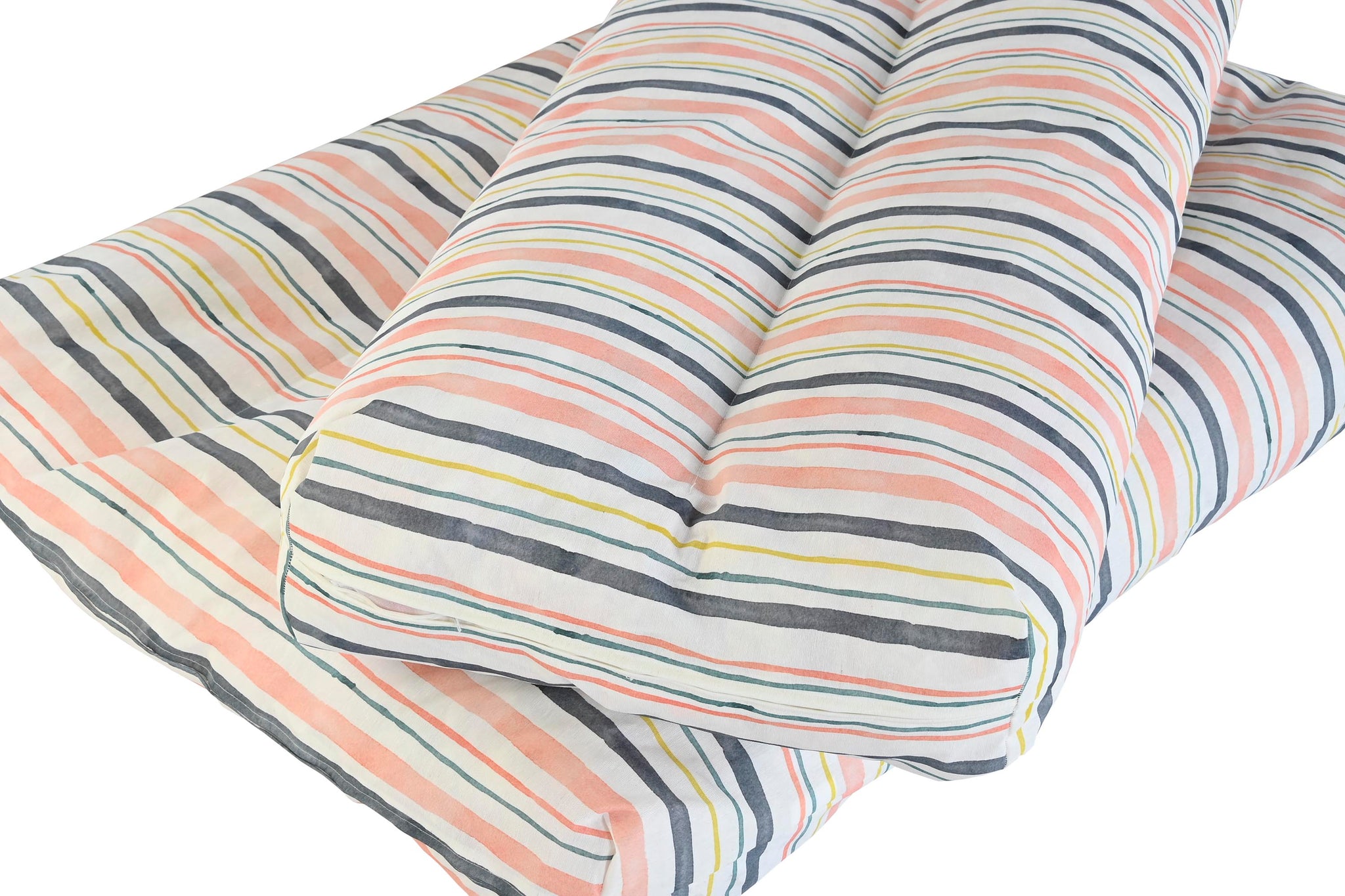 Conjunto de 2 almofadas de chão em algodão 120 x 80 x 16 listras