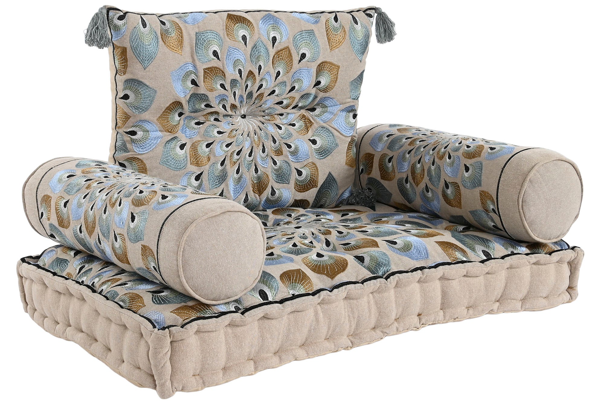 Armchair Set 4 Cotton 90X55X18 Double Blue