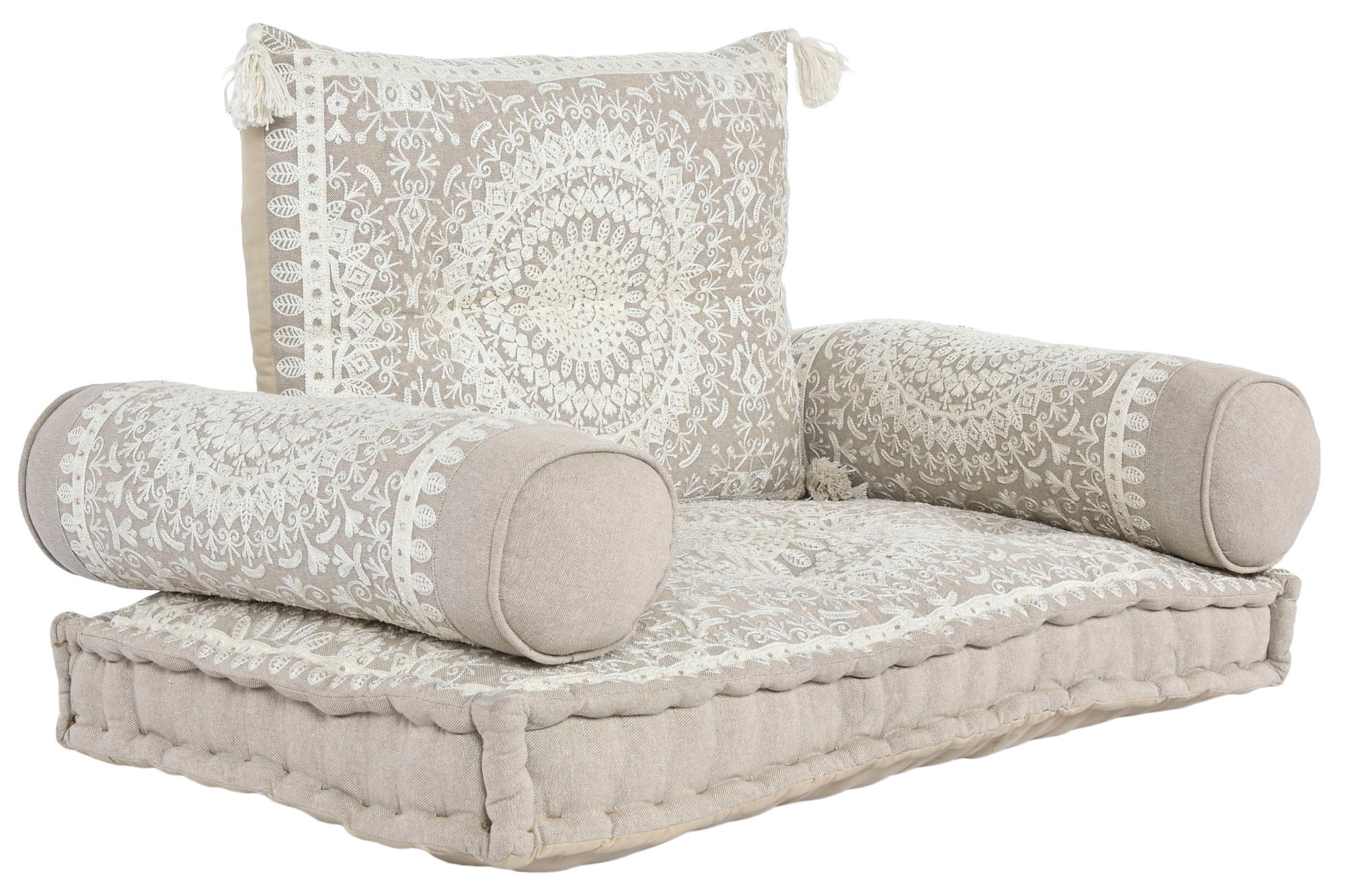 Set of 4 Cotton Armchairs 90x56x55 Double Beige