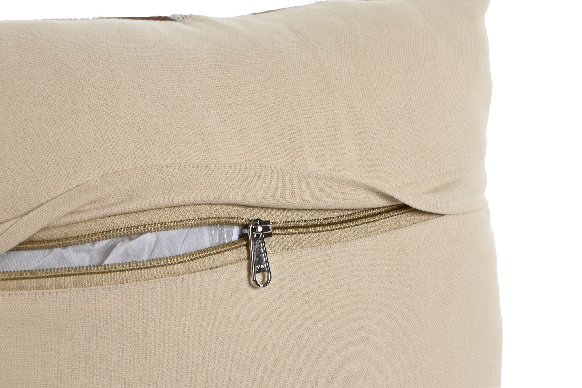 Cojin Piel Poliester 40X10X40 Cremallera Camel