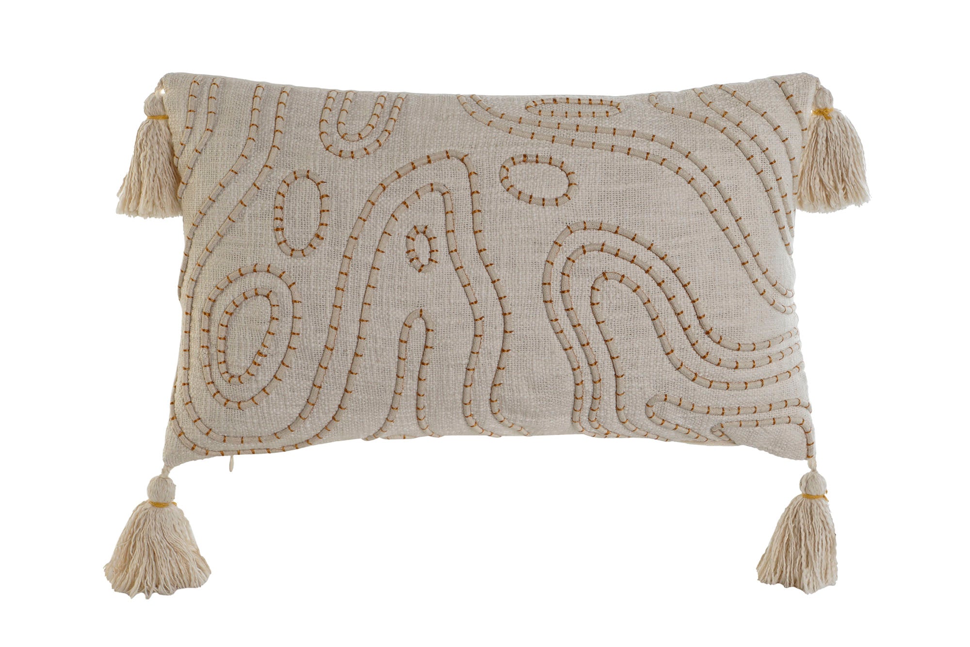 Cojin Algodon 50X15X30 380 Gr, Bordado Crudo