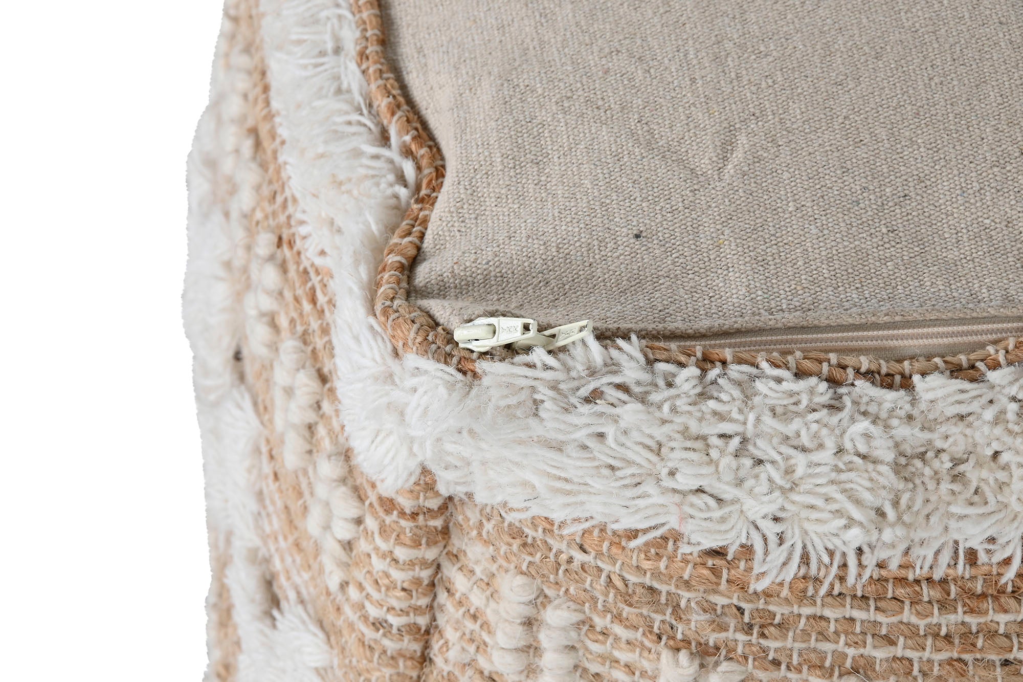 Jute Wool Footstool 59x59x59 Handmade Brown