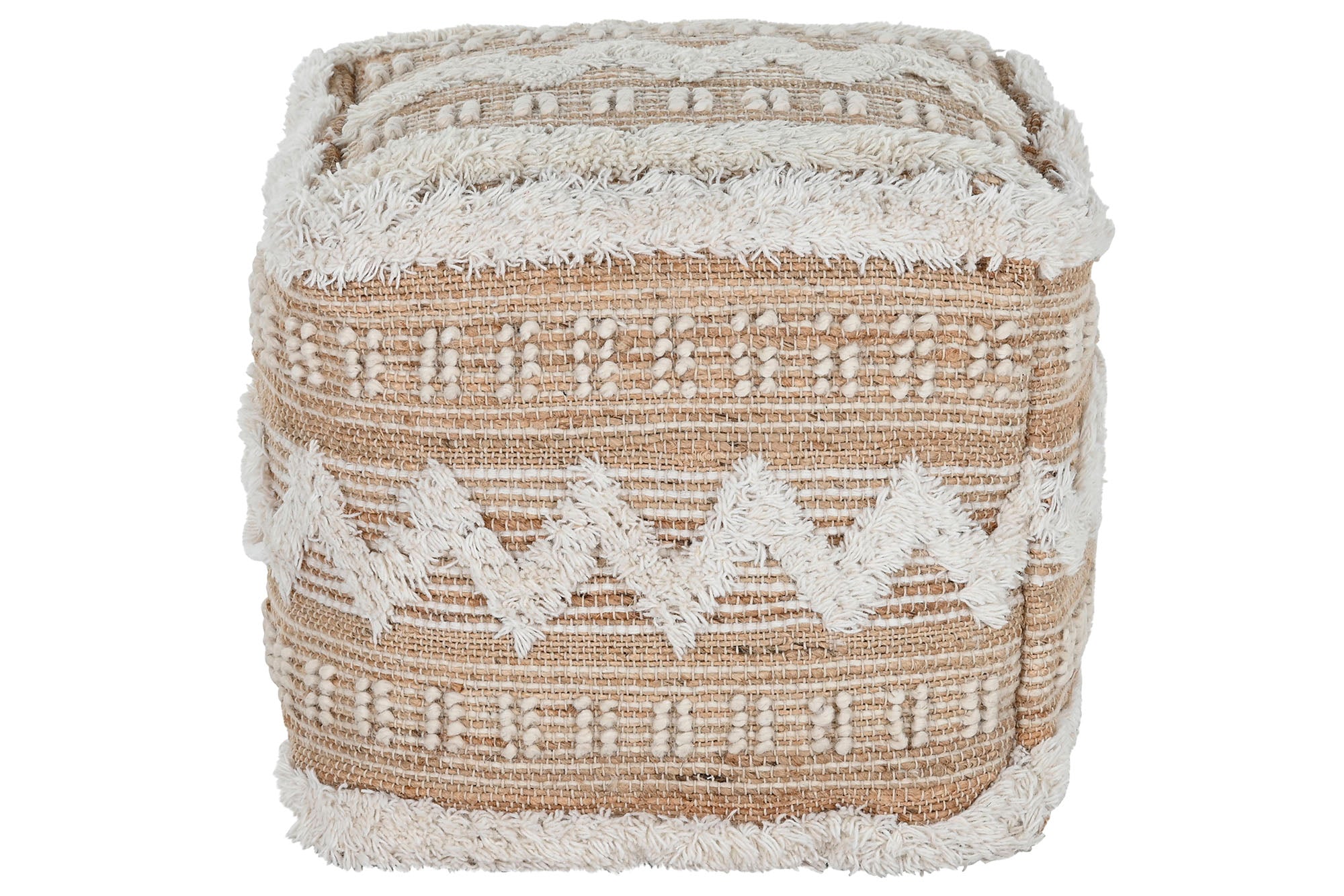Jute Wool Footstool 59x59x59 Handmade Brown
