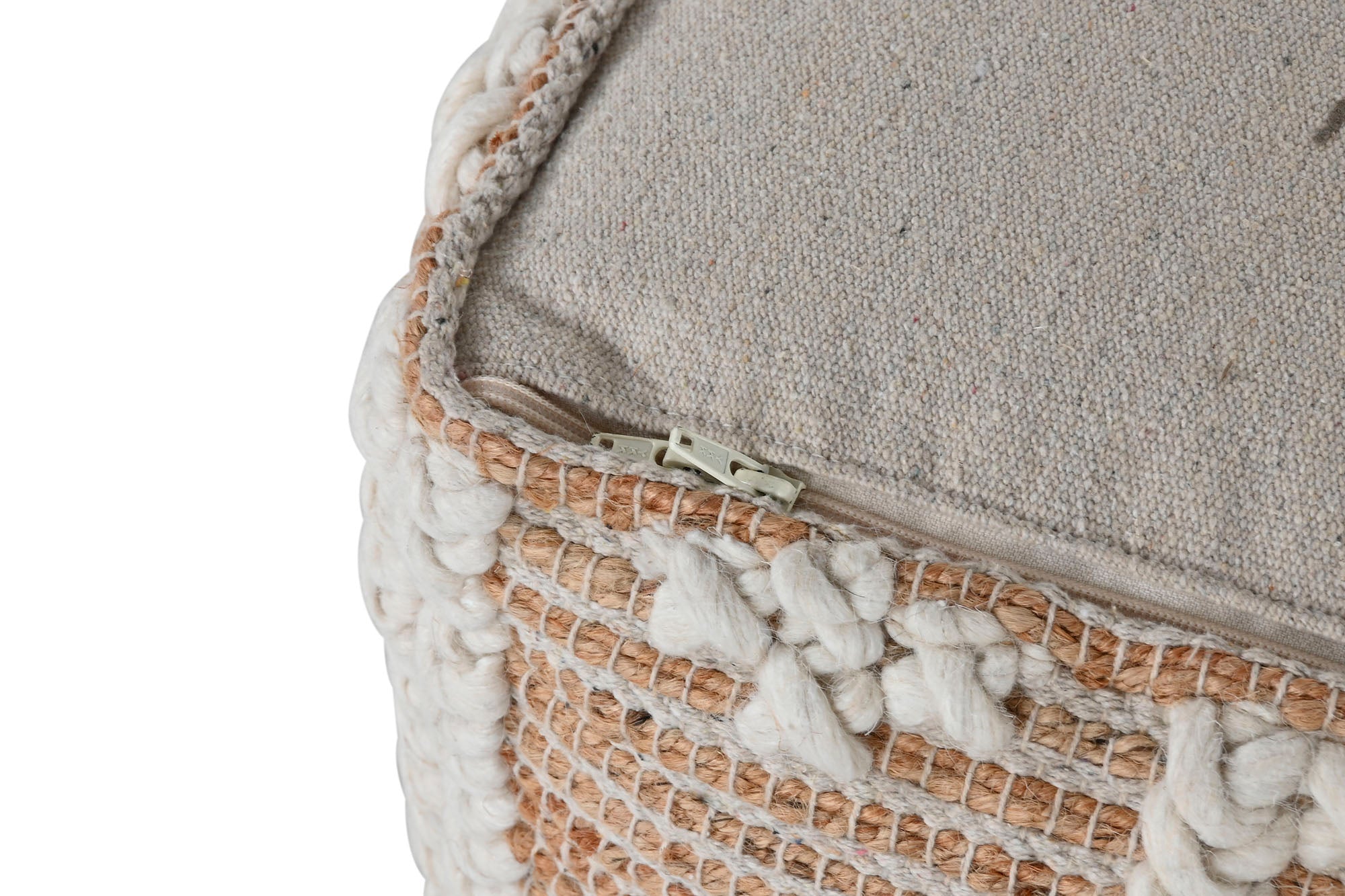 Jute Wool Footstool 45X45X45 Handmade Natural