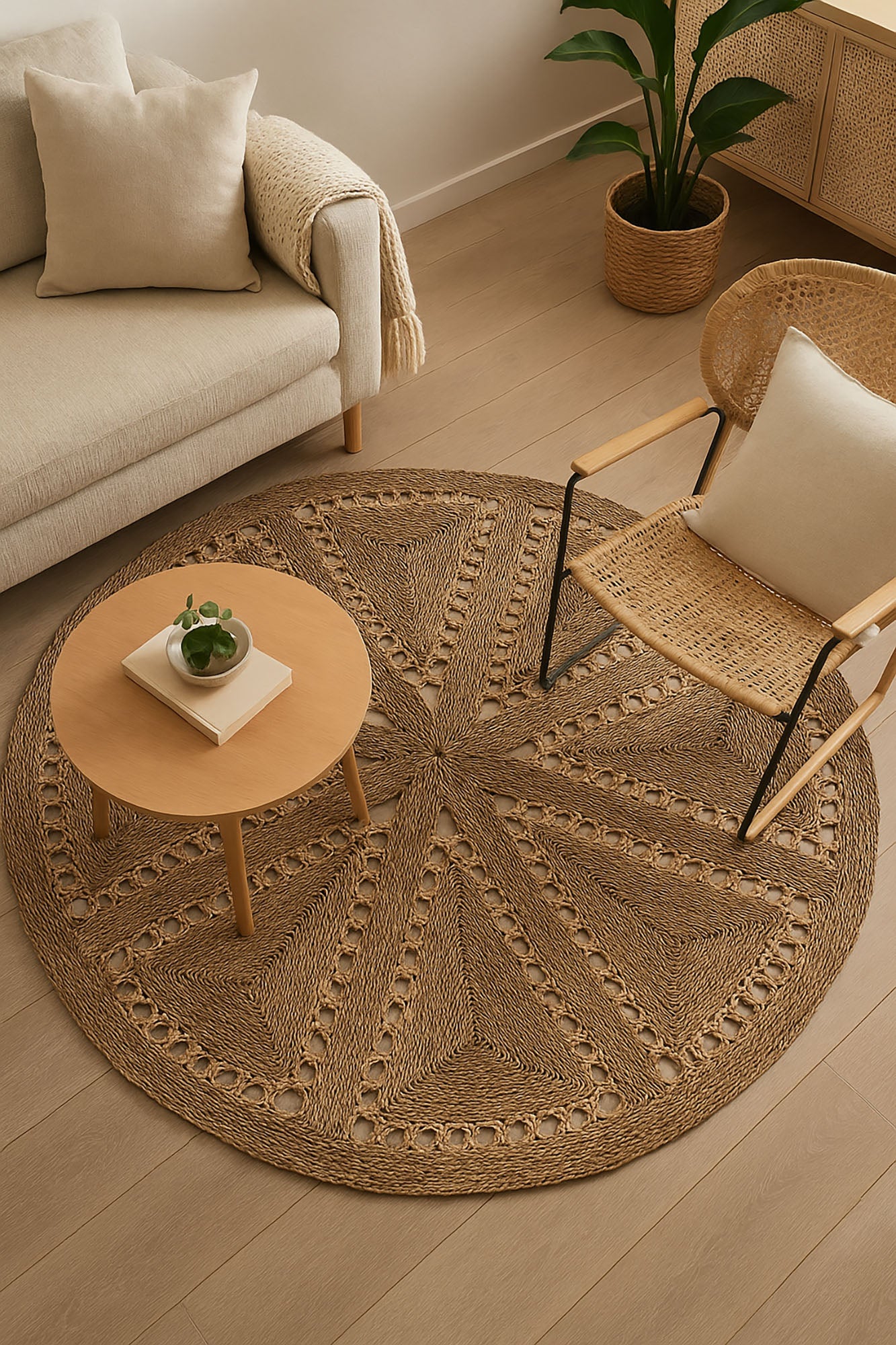 Alfombra Seagrass Algodon 178X178X1,8 Natural