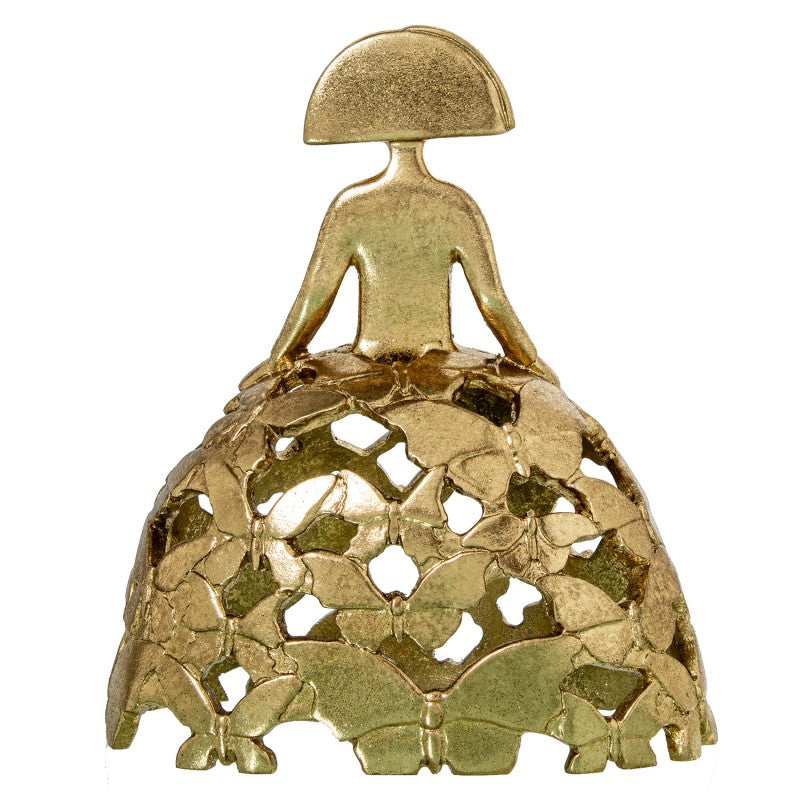 Figura Menina 23cm Resina Dorada Mariposas