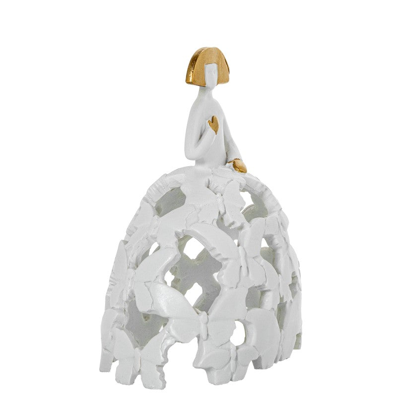 Figura Menina 18cm Resina Blanca Calada