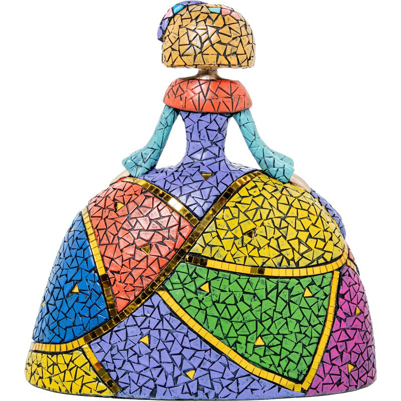 Figura Menina 28cm Resina Mosaico Colores