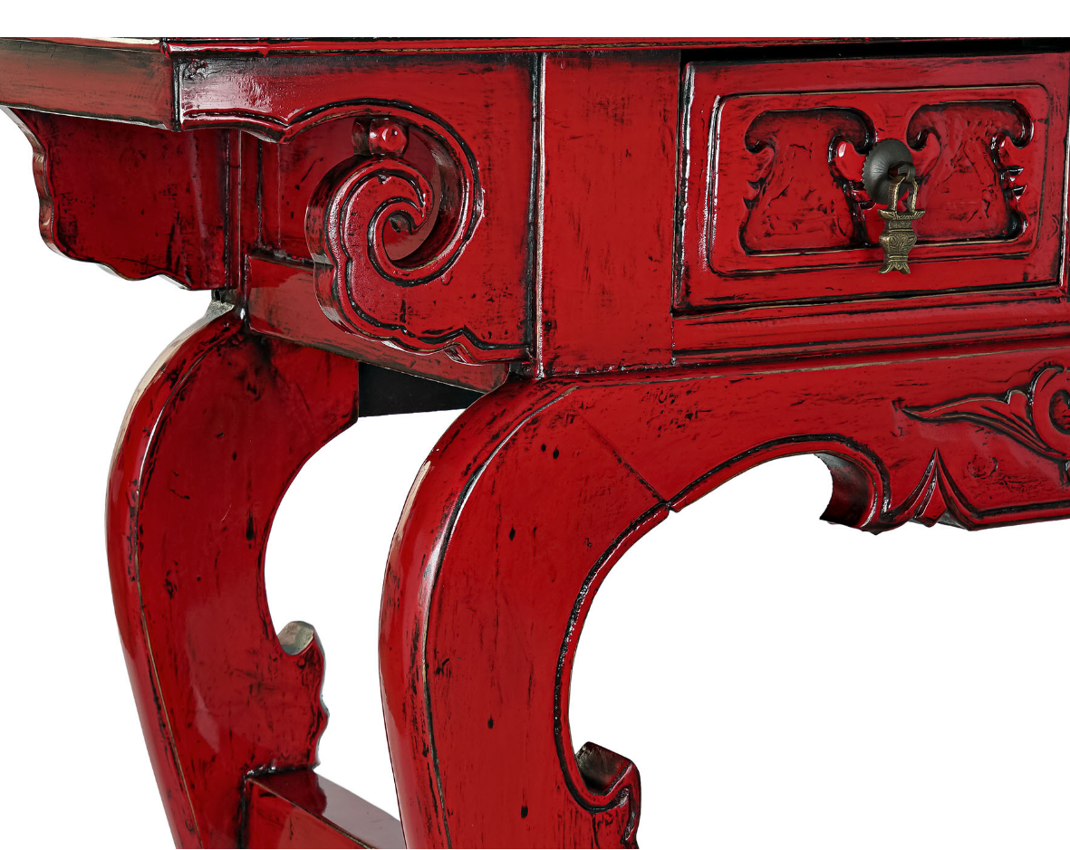 Consola Olmo Metal 135X37X89 3 Cajones Rojo