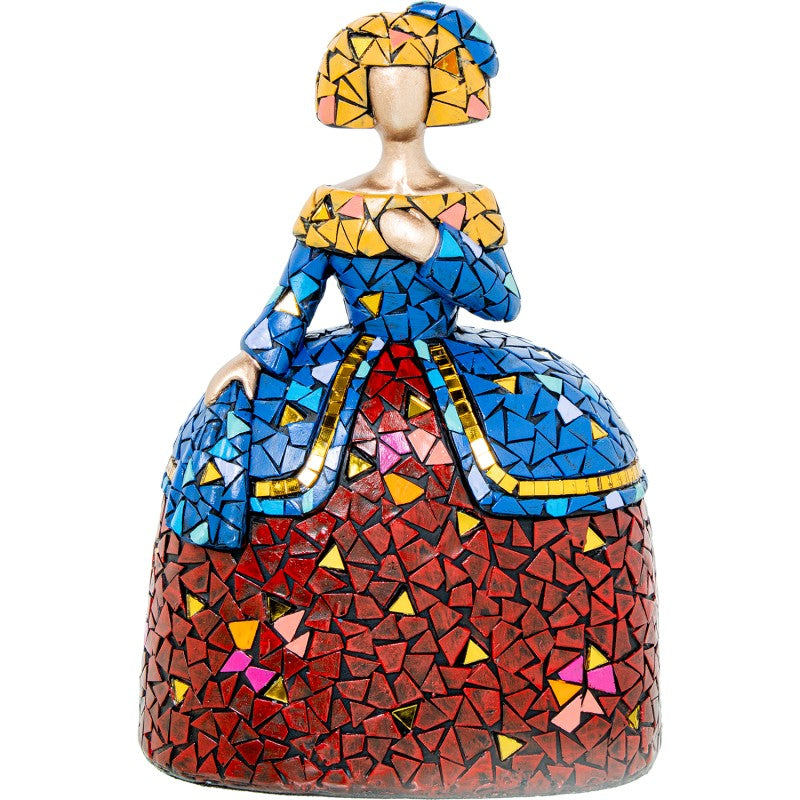 Figura Menina 22cm Resina Mosaico Colores
