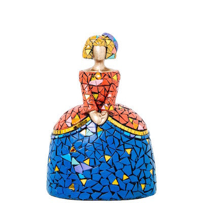 Figura Menina 18cm Resina Mosaico Colores