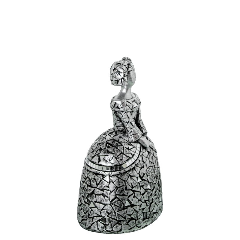 Figura Menina 18cm Resina Plateada