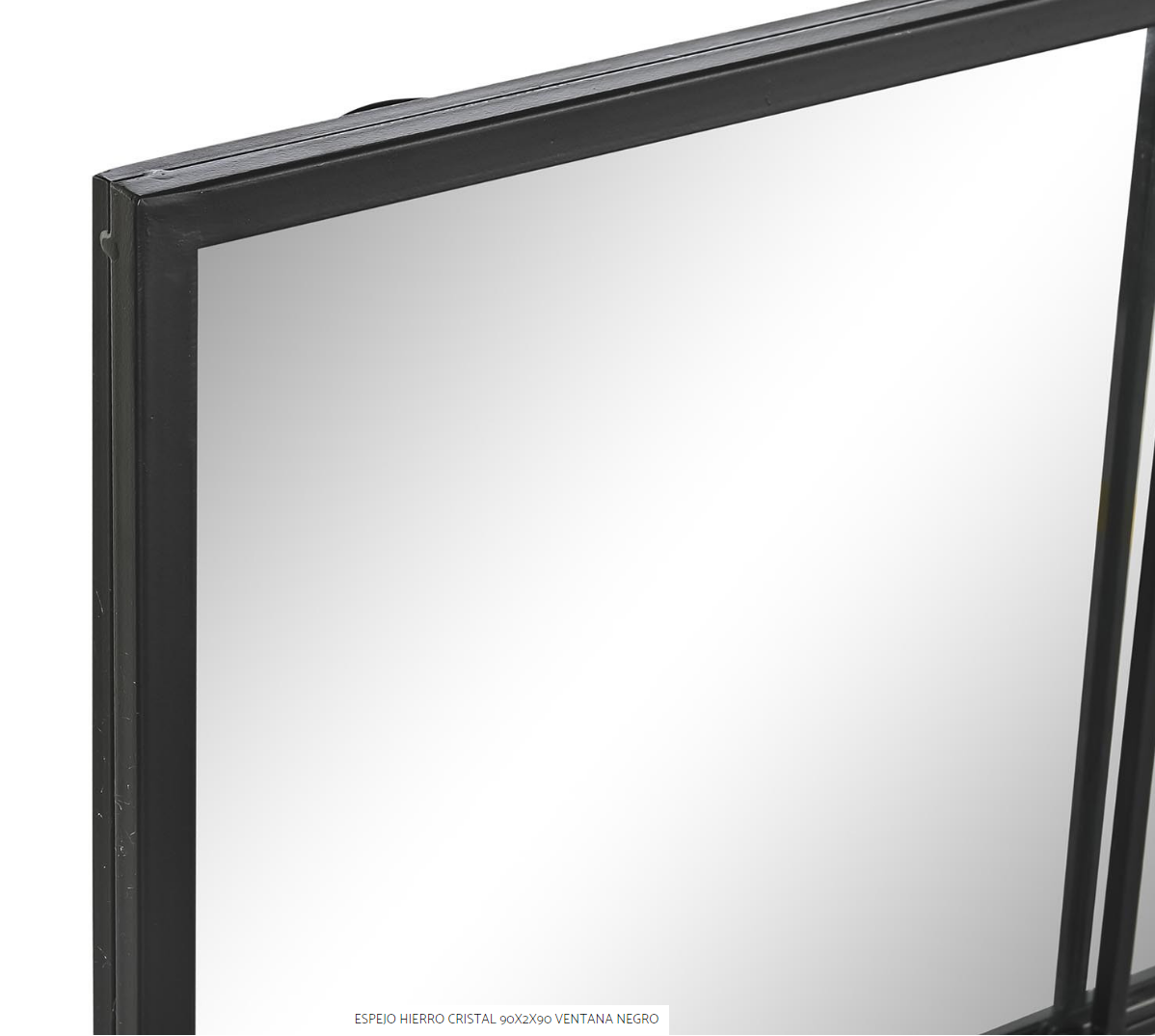 Espejo Hierro Cristal 90X2X90 Ventana Negro