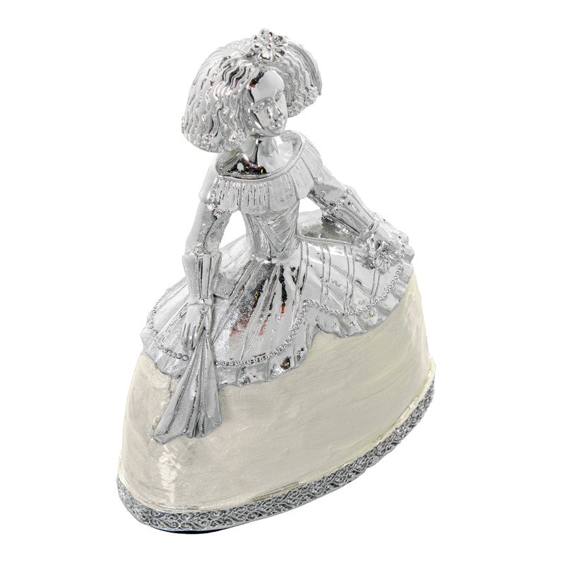 Figura Menina 15cm Resina Plateada nácar