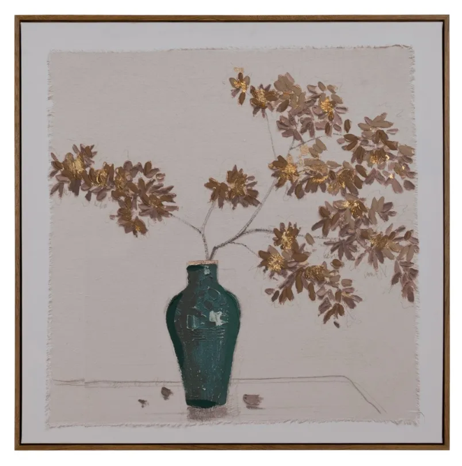 Pintura em vaso 2/M Tela decorativa 80 x 4 x 80 cm
