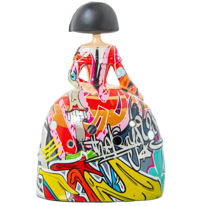 Figura Menina 21cm Resina Grafiti Multicolor