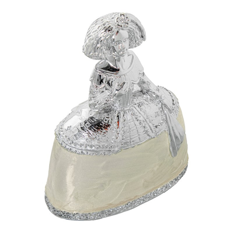 Figura Menina 15cm Resina Plateada nácar