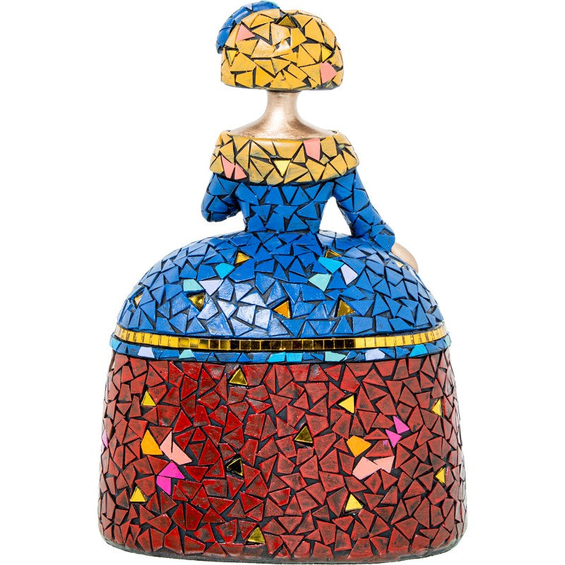 Figura Menina 22cm Resina Mosaico Colores