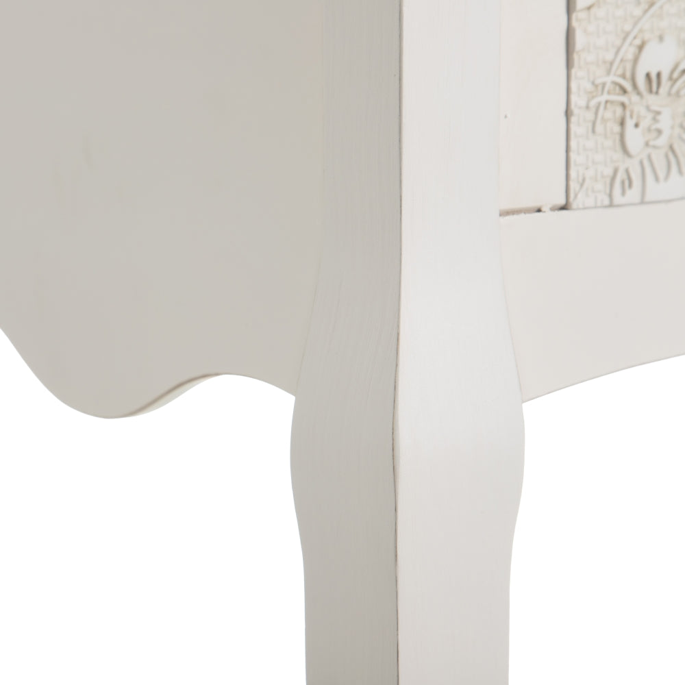 Consola 2 cajones blanco-natural 90 x 40 x 78 cm