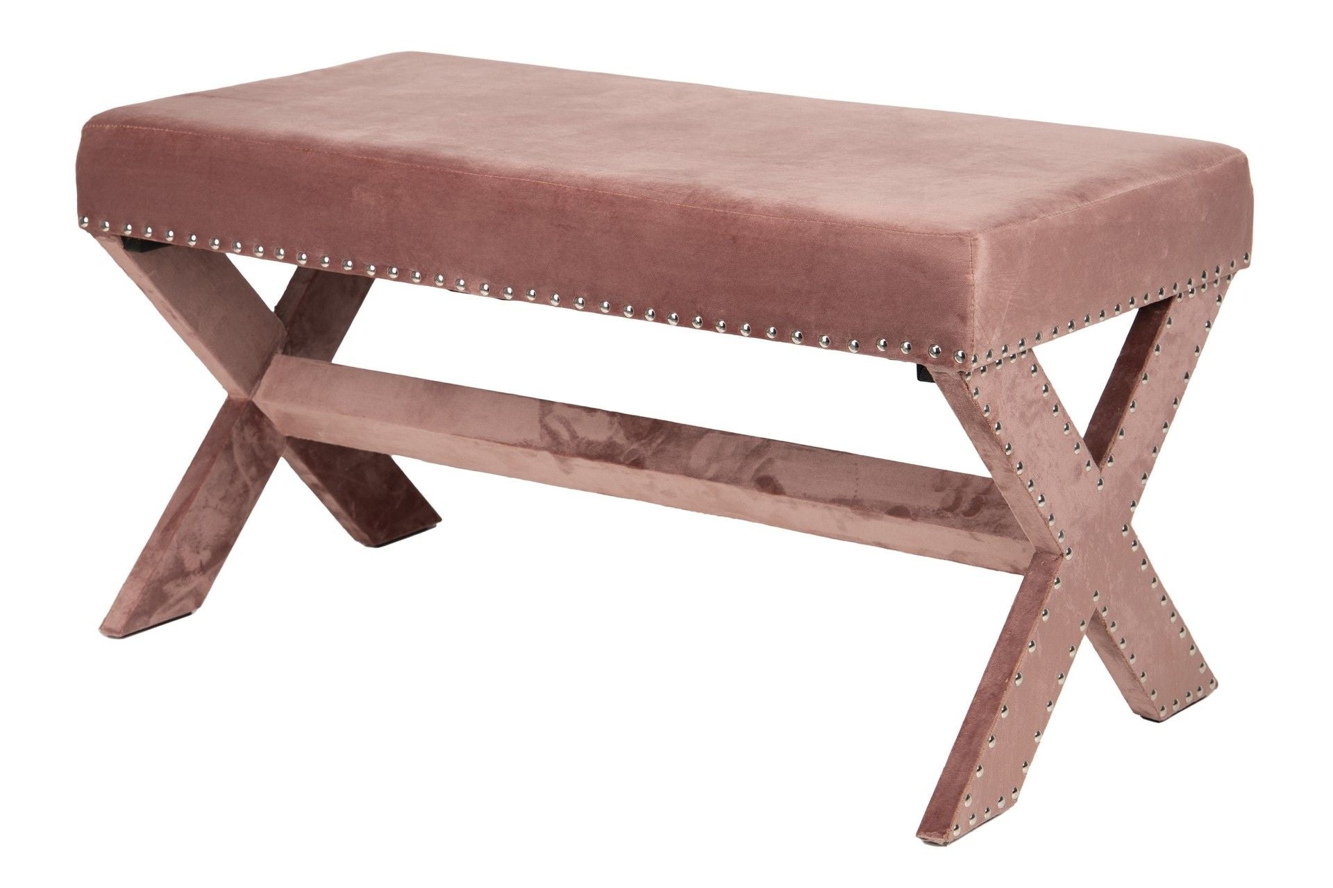 Pie de cama velvet rosa 95x50x50 cm