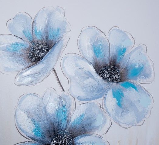S/2 cuadros 60*90*3 flores tonos azules
