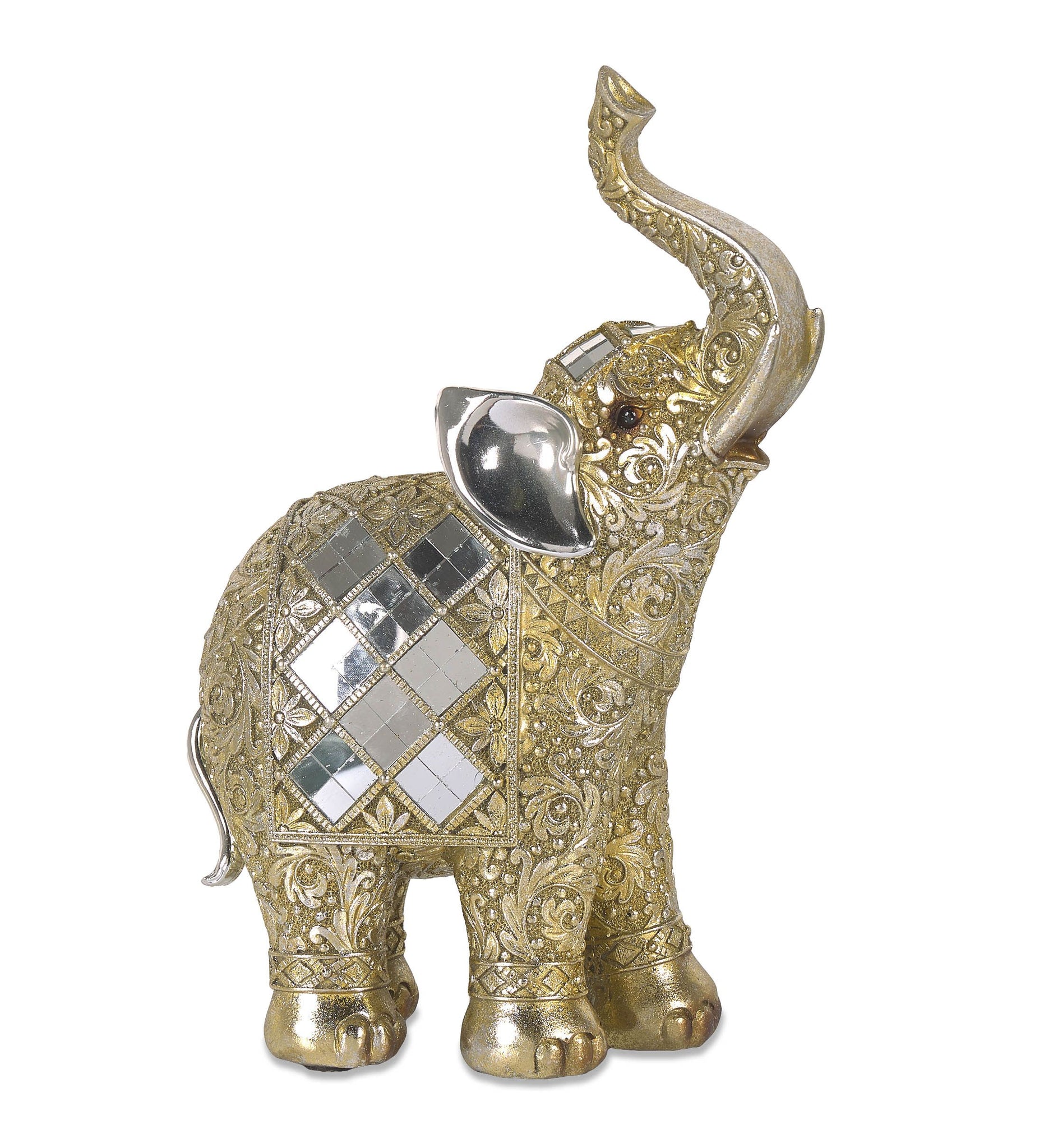 Elefante 21*30*10 dorado espejos rombo