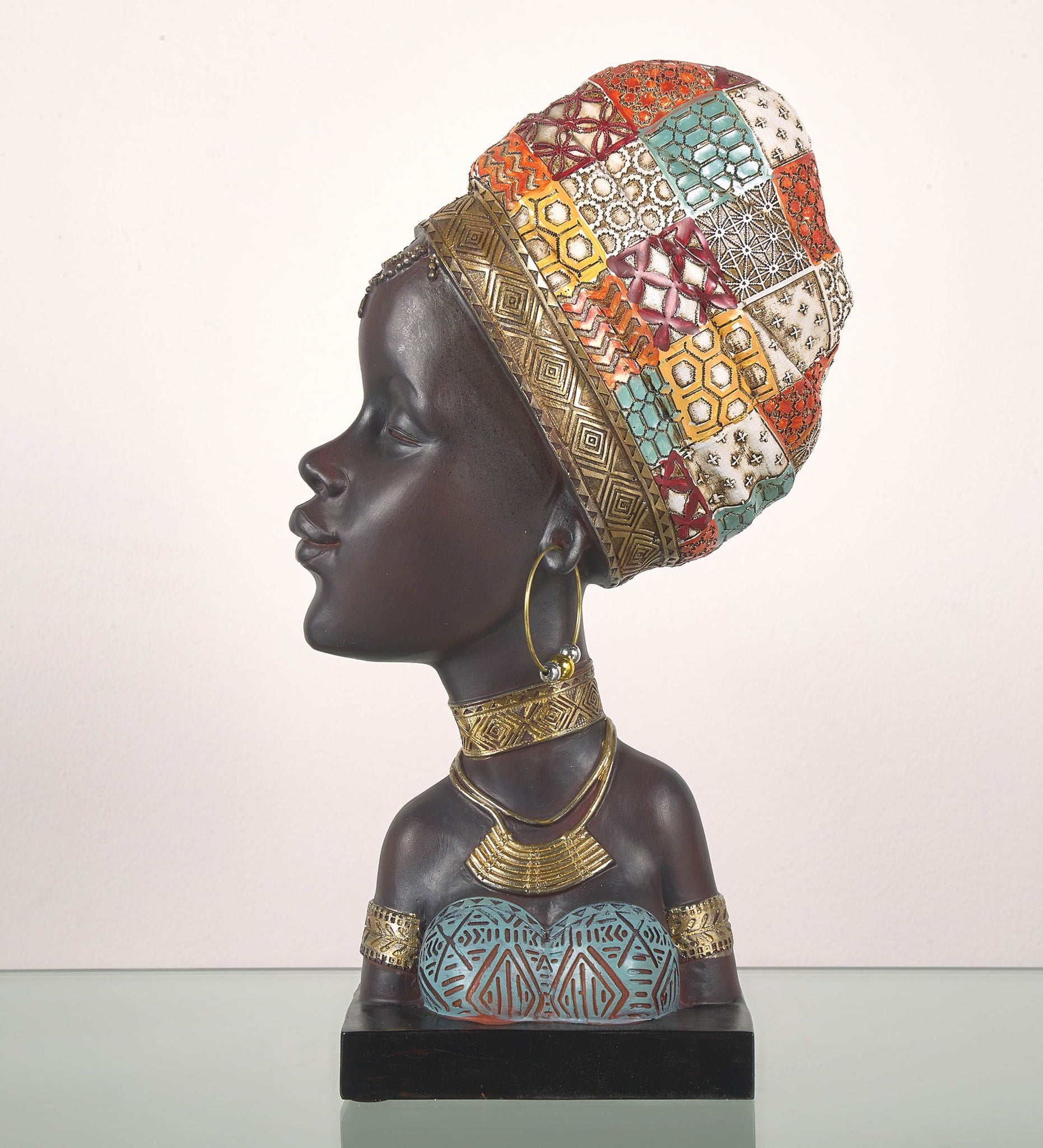 Busto africana 21.5*37.5*12 turbante color