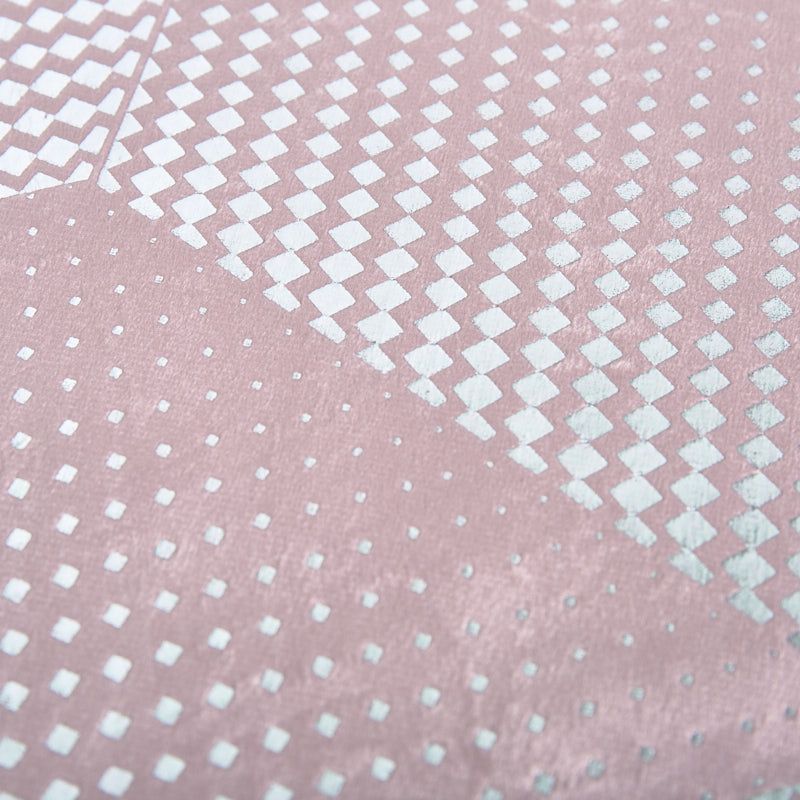 Cojin 45*45 rosa print geometrico plateado