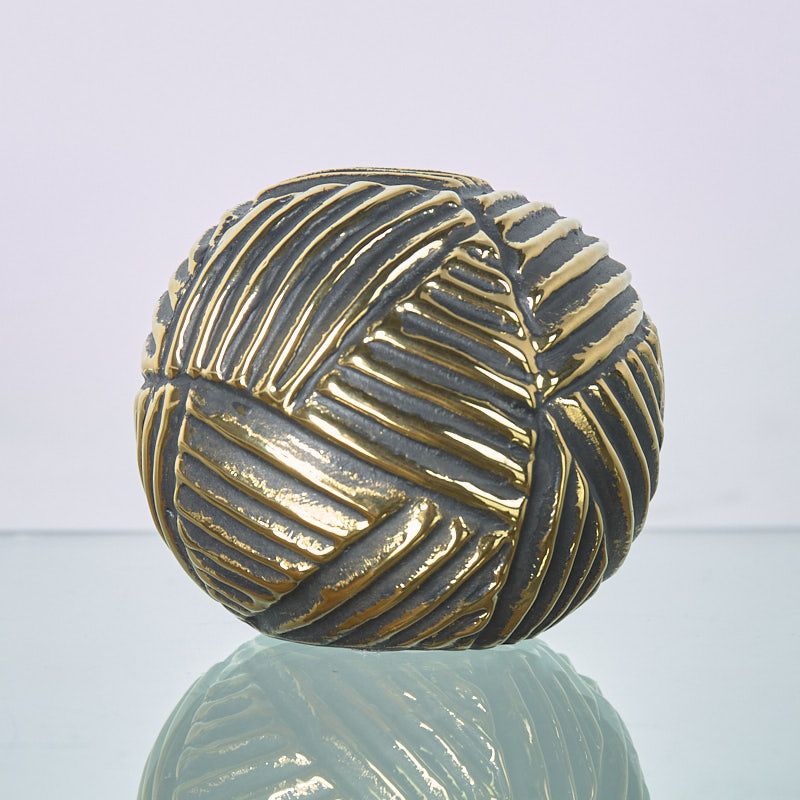 S/3 bolas 9 cm ceramica dorado negro