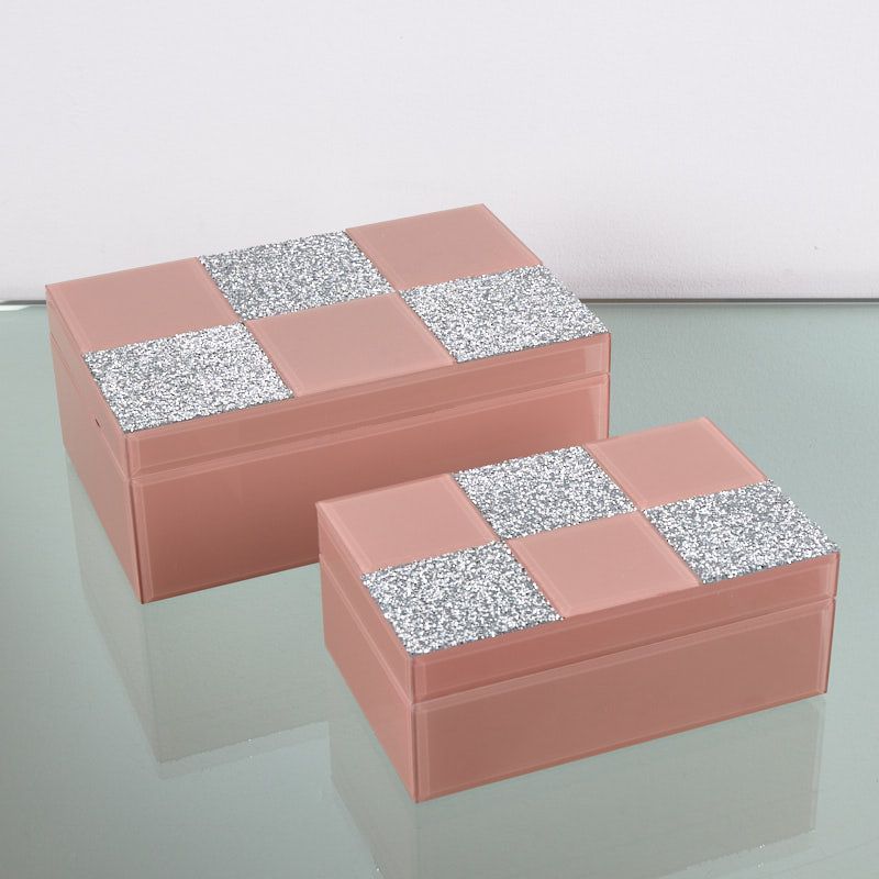 S/2 cajas 21*8.5*13/26.5*10.5*17.5 rosa esq brillo