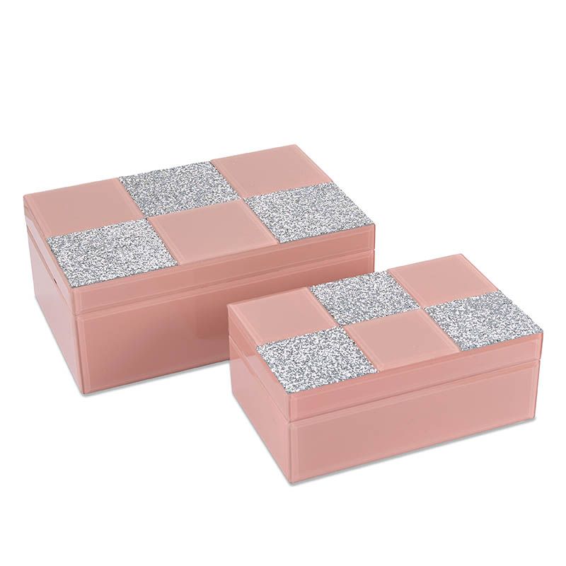 S/2 cajas 21*8.5*13/26.5*10.5*17.5 rosa esq brillo