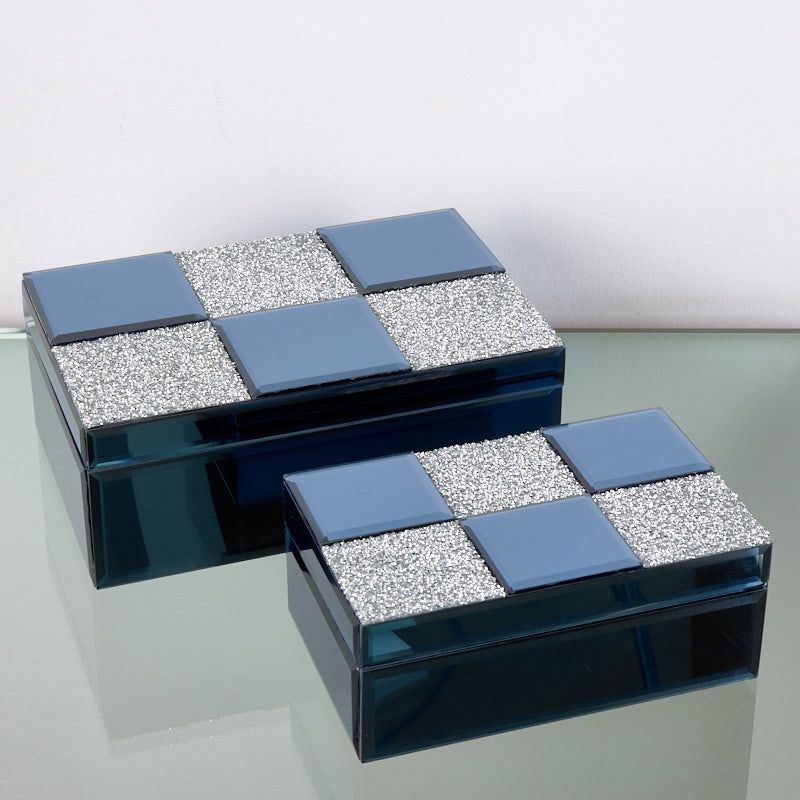 S/2 cajas 21*8.5*13-26.5*10.5*17 azul cuad.brillo