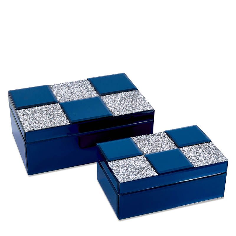 S/2 cajas 21*8.5*13-26.5*10.5*17 azul cuad.brillo