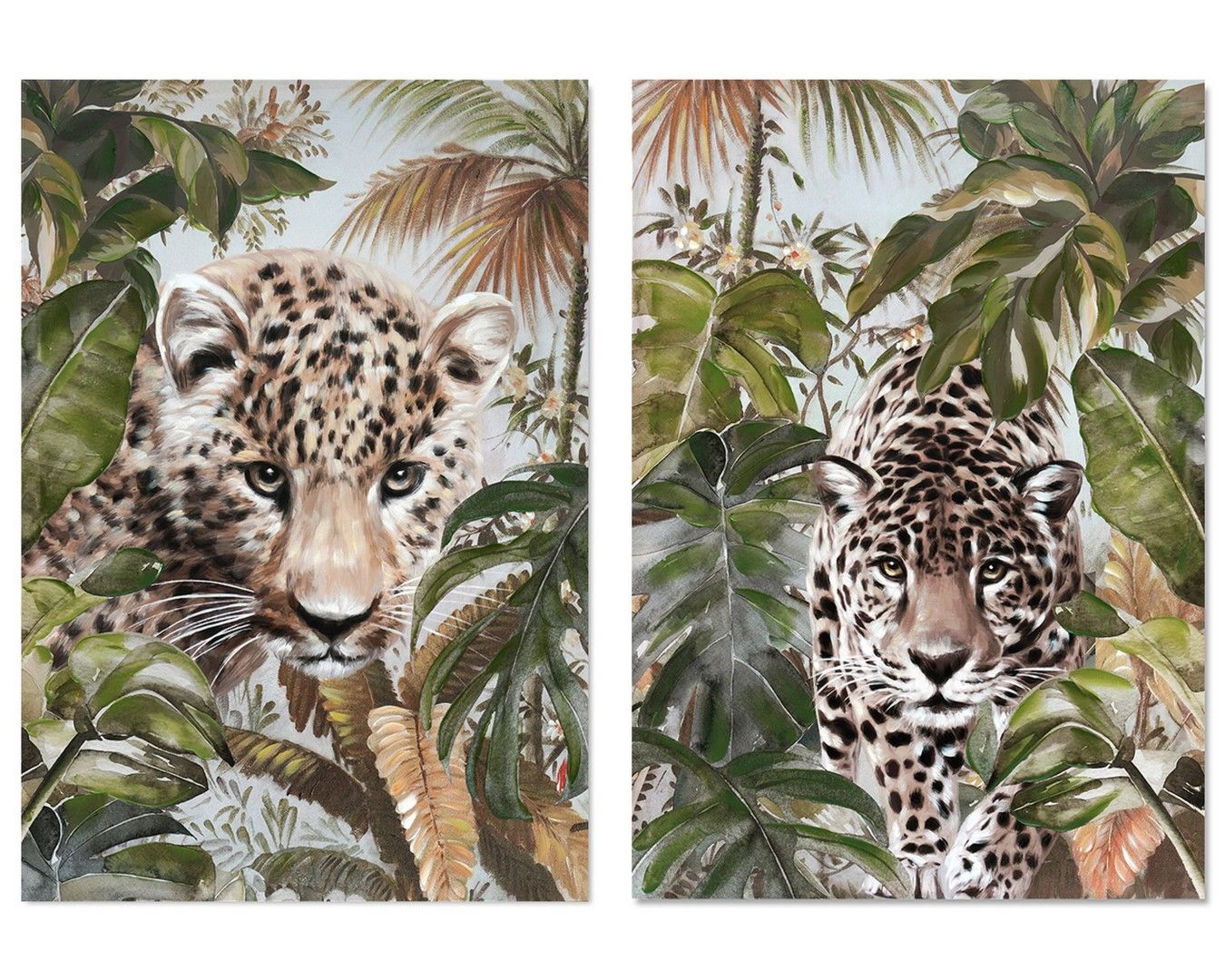 S/2 cuadros 70*100*3 leopardo hojas color