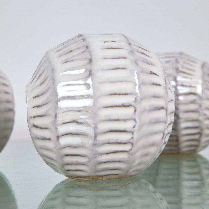 S/3 bolas 10*9.6 blanca ceramica