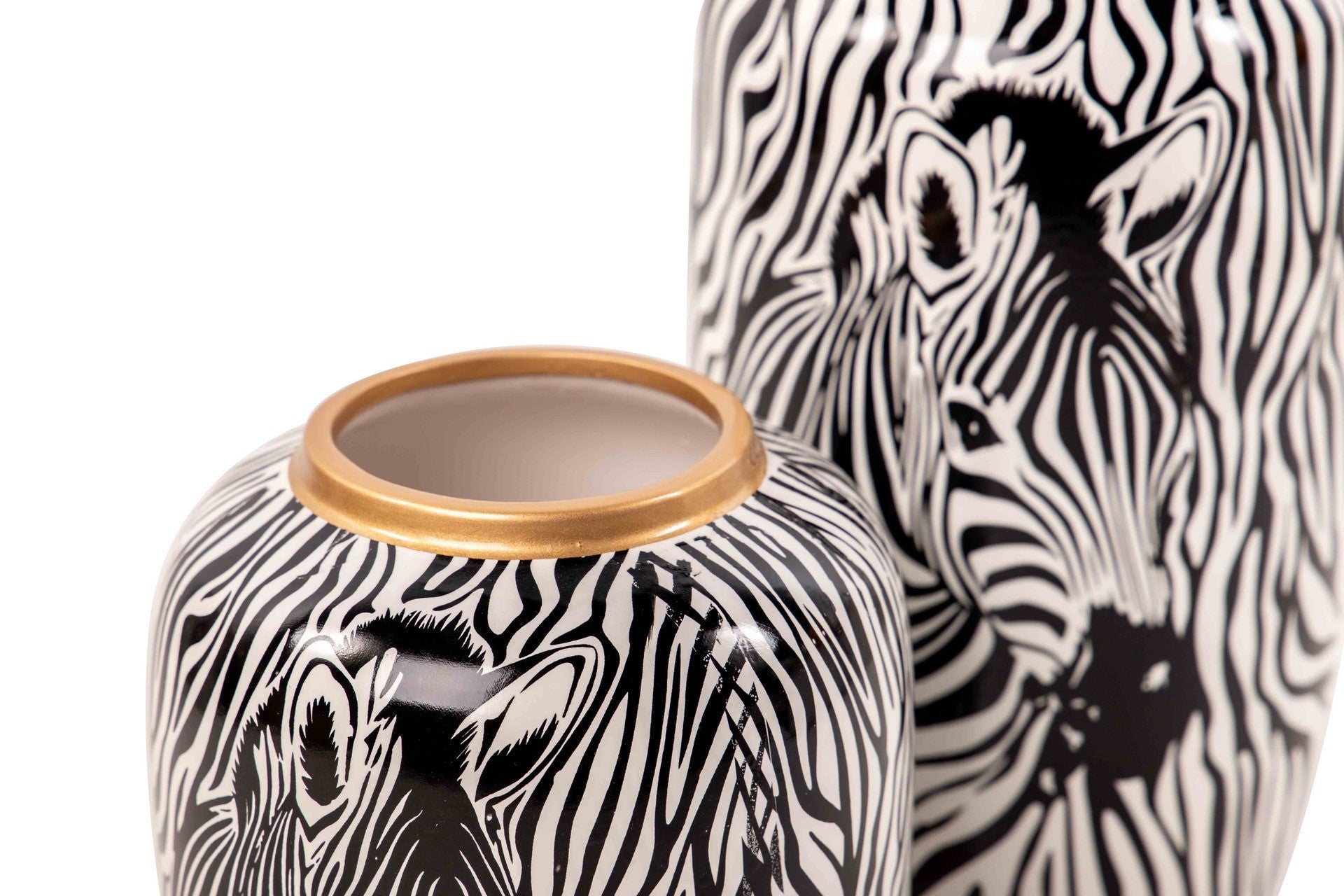 Florero ceramica negro-oro-blanco 17x17x21 cm